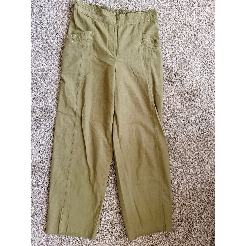 3 for $9 Deja Bleu 100% Cotton Wide Leg Pants L EUC Gold studs